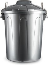 Kunststof afvalemmers/vuilnisemmers zilver 21 liter met deksel - Vuilnisbakken/prullenbakken - Kantoor/keuken
