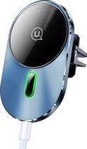 DrPhone MagniCharge AutoMag - Supports pour voiture de charge magnétique 15W - Avec indicateur lumineux - Pour téléphones avec fonction de charge magnétique - Argent