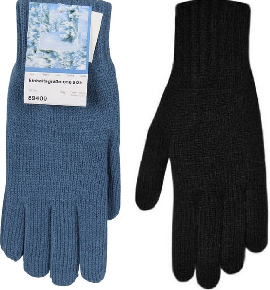 Handschoenen dames winter gebreid - binnenkant opgeruwd - prijs per 2 paar