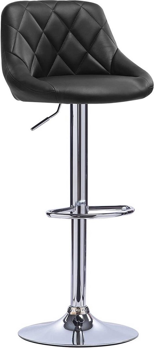 Happyment Designer Barkruk Gita - Met rugleuning - Stevig - Ergonomische barstoel - Zithoogte 60 - 82cm - Zwart - Set van 1 - Keuken en bar - In hoogte verstelbaar