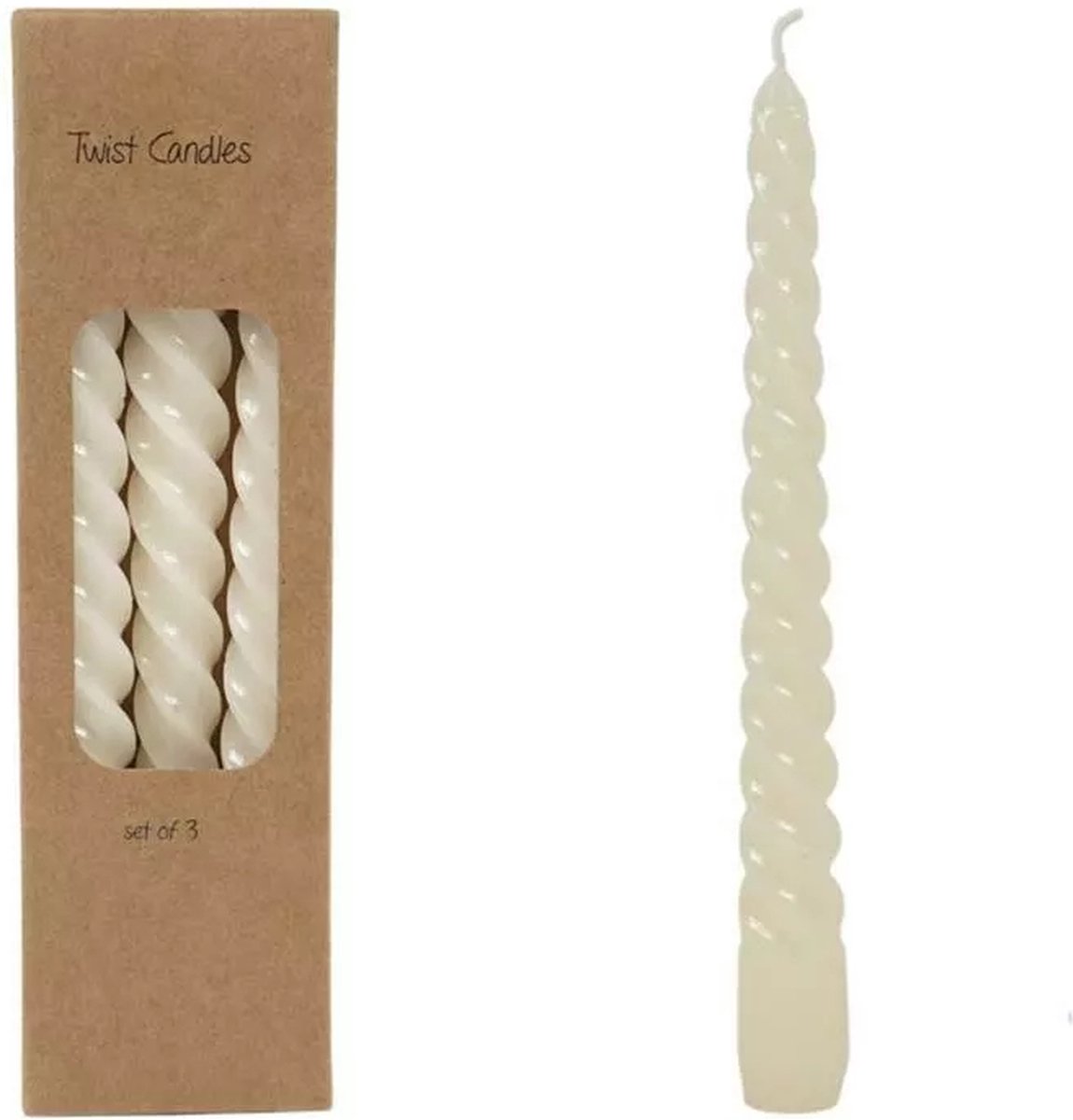 Deco4yourhome® - Twist Kaarsen - 19cm - Creme - 3 Stuks
