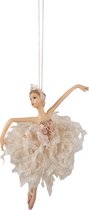 Clayre & Eef Kersthanger Ballerina 15 cm Roze Beige Polyresin Kerstboomversiering