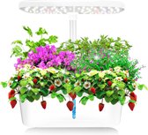 Kruidenpotje met ledlampjes voor 6 planten - Verstelbare hoogte - Wit - GARDENIO L 27 cm x H 38 cm x D 15 cm