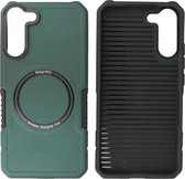 Hoesje Geschikt voor Samsung Galaxy S22 Plus - MagSafe Hoesje - Shockproof Back Cover - Donker Groen