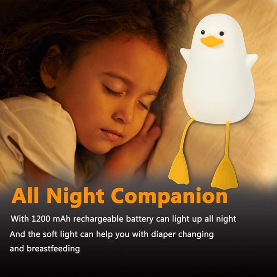 Kindernachtlampje, schattig eend siliconen bedlampje voor kinderkamer van Merkloos — afbeelding 4