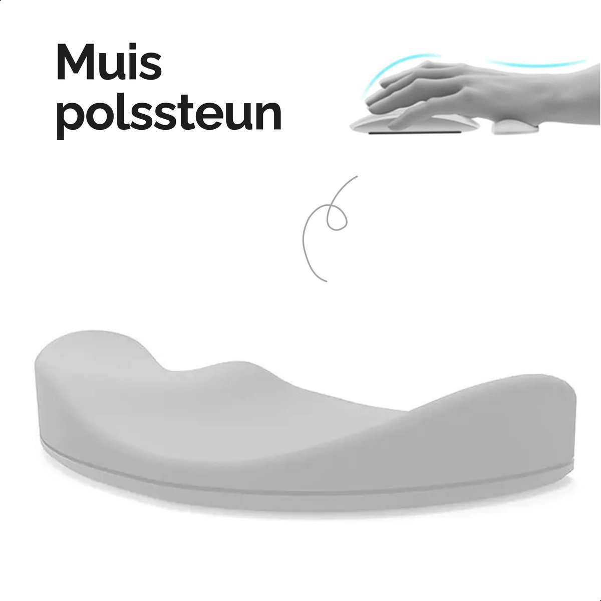 Polssteun voor muis - Ergonomische Muismat Ondersteuner – Ultieme vrijheid zonder muismatten – Zachte silicone vulling polssteun muis – Voorkom een muisarm met onze polsondersteuner voor muis - Rechtshandige wit
