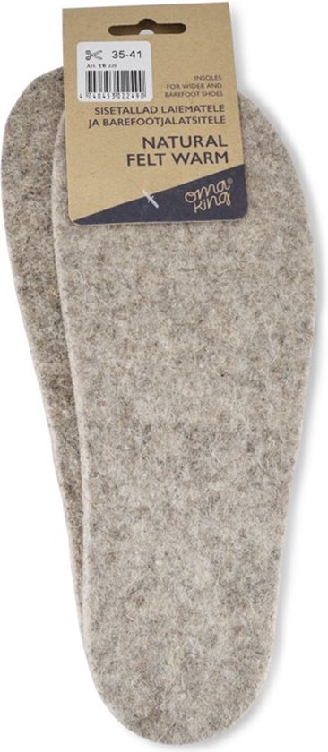 Oma King - Natural felt warm insoles for barefoot shoes - wolvilt inlegzooltjes maat 25-34