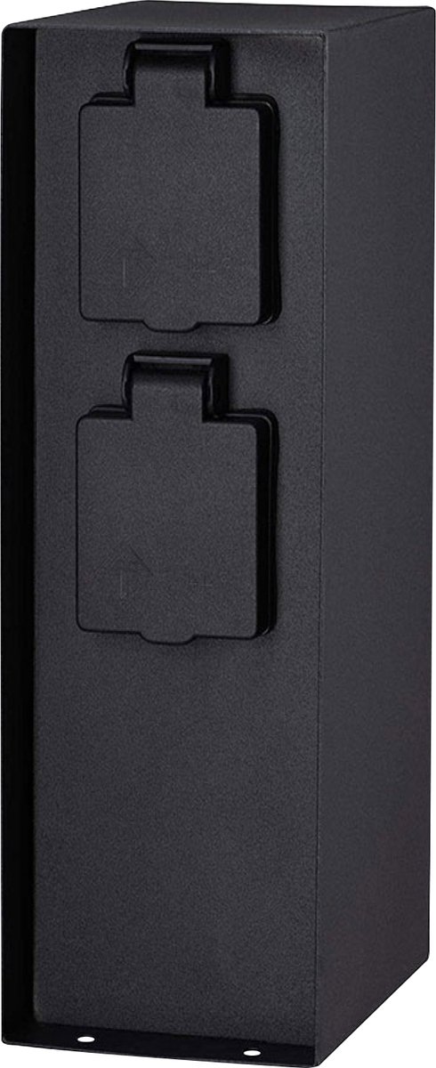 Outdoor-Buiten-Contactdoos-Stopcontact-2x2-voudig-Zwart-IP44-Strak Design