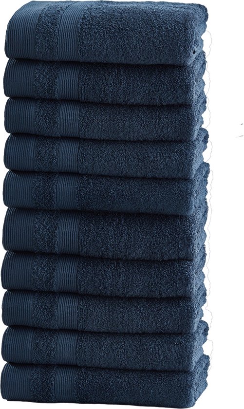 PandaHome - Handdoeken - 10 delig - 10 Handdoeken 50x100 cm - 100% Katoen - Navy - Sauna handdoek