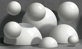 Fotobehang - Vlies Behang - Witte 3D Ballen - 208 x 146 cm