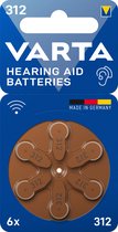 Varta Hearing Aid Batteries 312 Bli 6 ZA312 Knoopcel Zink-lucht 1.4 V 6 stuk(s)