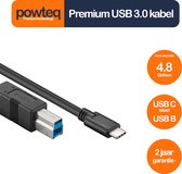 Powteq - 1.8 meter premium USB 3.0 kabel - USB C naar USB B