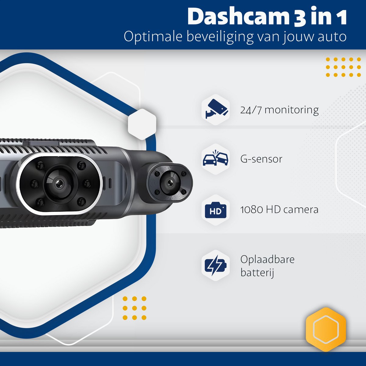 Teceye Dashcam pour voiture Full HD - Caméra de tableau de bord