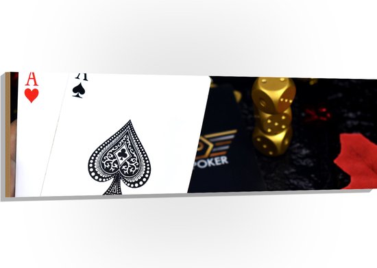 Hout - Azen uit Kaartspel bij Pokeren - 150x50 cm - 9 mm dik - Foto op Hout (Met Ophangsysteem)