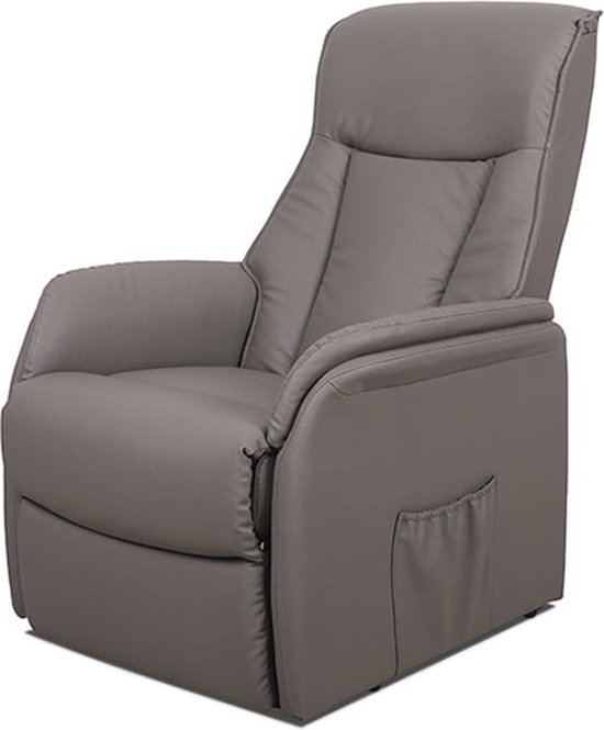 Relaxfauteuil Francine Taupe - Kunstleer - Zithoogte 48 cm - Zitdiepte 53 cm