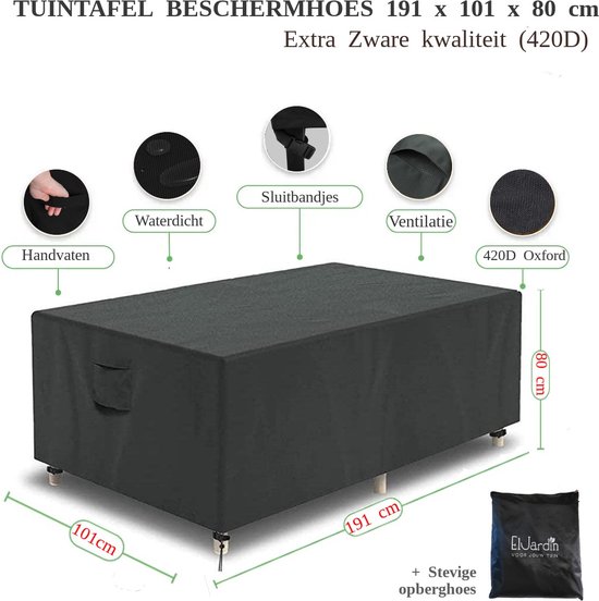 Housse de protection pour table de jardin carrée 101 x 101 cm