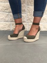 Sandalen met Sleehak - Khaki Maat 39