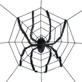 Halloween - Spinnenweb met reuze spin - horror decoratie
