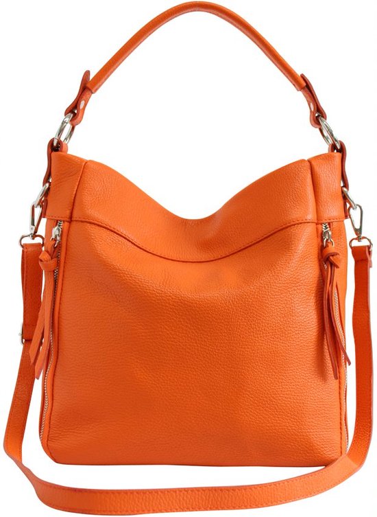 AmbraModa GLX3 - sac à main pour femme sac à bandoulière sac hobo en cuir véritable Oranje