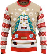 JAP Christmas Kersttrui voor kinderen (maat 98/104) - 100% Gerecycled - Kriebelt niet - Kerstcadeau - Foute Kersttrui jongens en meisjes (3/4 jaar) - Driving home for Christmas - Roze