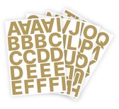 Letter stickers / Plakletters - Stickervellen Set - Metallic Goud - 5cm hoog - Geschikt voor binnen en buiten - Standaard lettertype - Glans