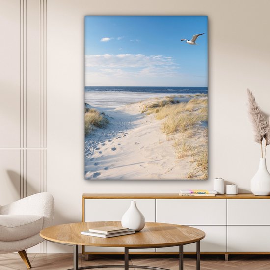 Tableau toile plage - Dunes - Mer - Peintures sur toile - Décoration chambre - Peintures salon - Toile toile - 90x120 cm - Photo sur toile - Décoration murale - Décoration murale