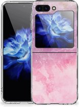 Telefoonhoesje Geschikt voor Samsung Galaxy Z Flip 5 Silicone Back Cover Pink Purple Paint
