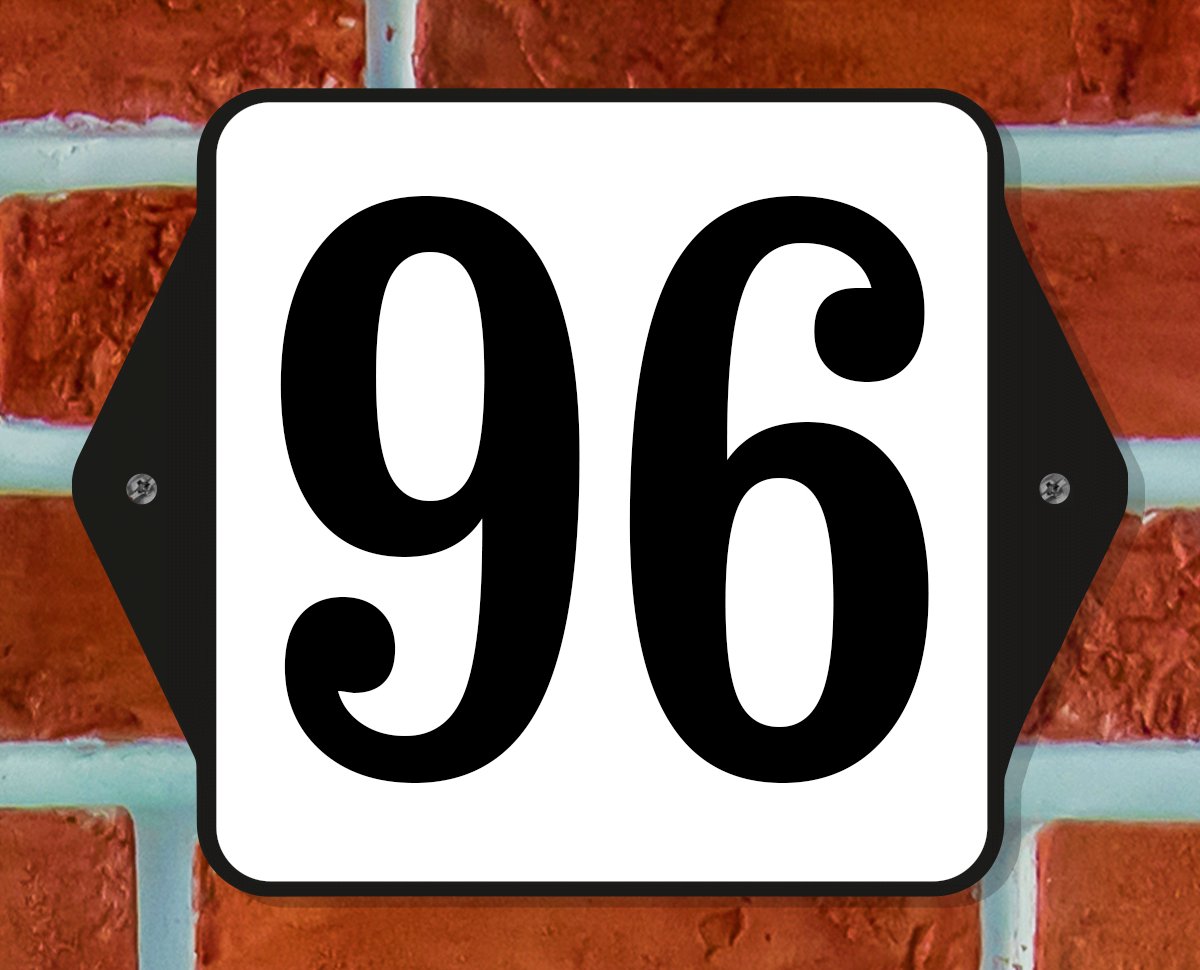 Huisnummerbord Klassiek - Nummer 96 - 14 x 11 cm - incl. bevestiging | - naambord - nummerbord - voordeur