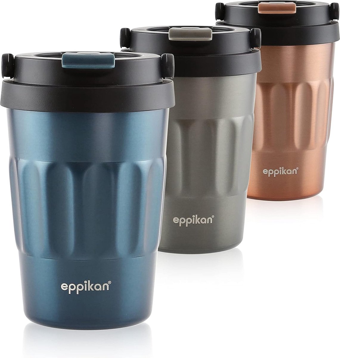 Goedkoopste Thermosbeker van roestvrij staal met inklapbare draaggreep, lekvrije koffie-to-go beker voor koffie en thee, 400 ml (Electrisch blauw