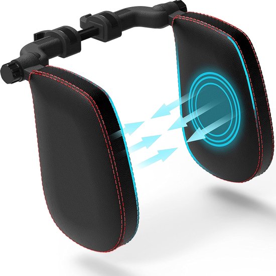 Appui-tête pour enfants et enfants, coutures rouges, sensation de voyage confortable pour enfants et adultes, installation en 2 minutes sans tournevis, appui-nuque, oreiller cervical, oreiller de voiture, oreiller cervical