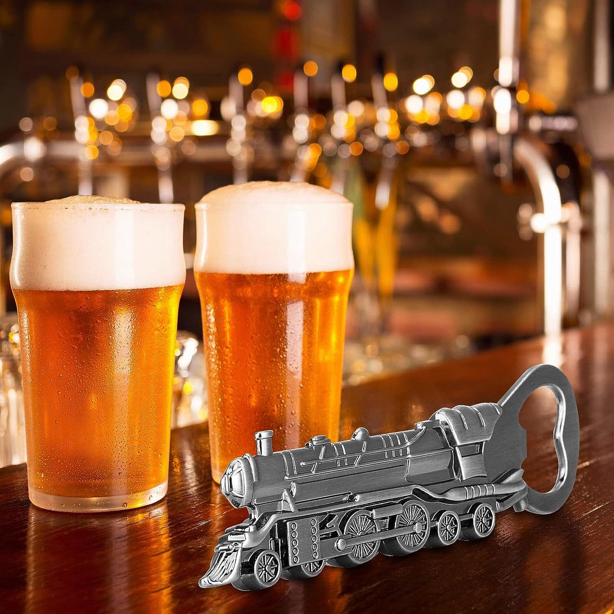 LULLEA Trein flesopener, spoorweggeschenken, stoomlocomotief flesopener, grappig, gepersonaliseerde cadeaus voor mannen, treinfans, vaderdagcadeau, verjaardagscadeau, kerstcadeaus voor mannen