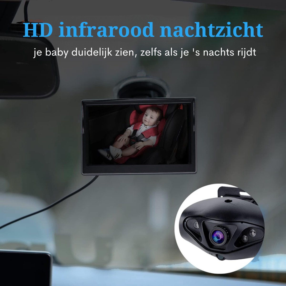 JACKMEND Caméra Bébé de voiture 4,5 pouces Moniteur antidérapant réglable  avec vision