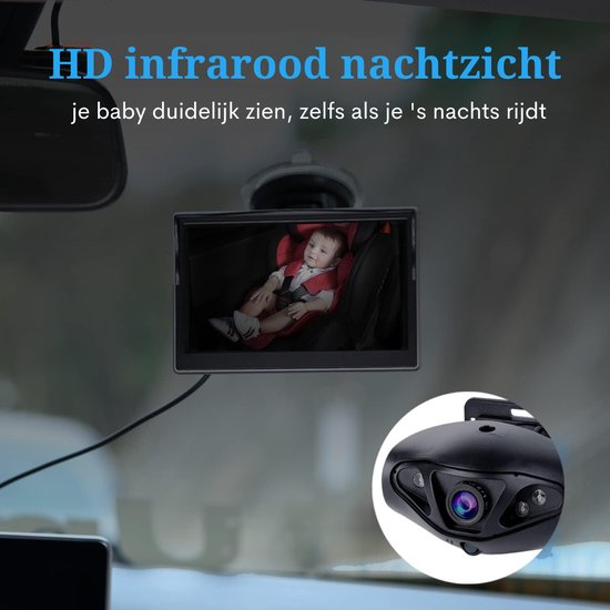 Miroir de voiture Bébé, caméra de voiture pour bébé 1080p avec moniteur de  5 pouces