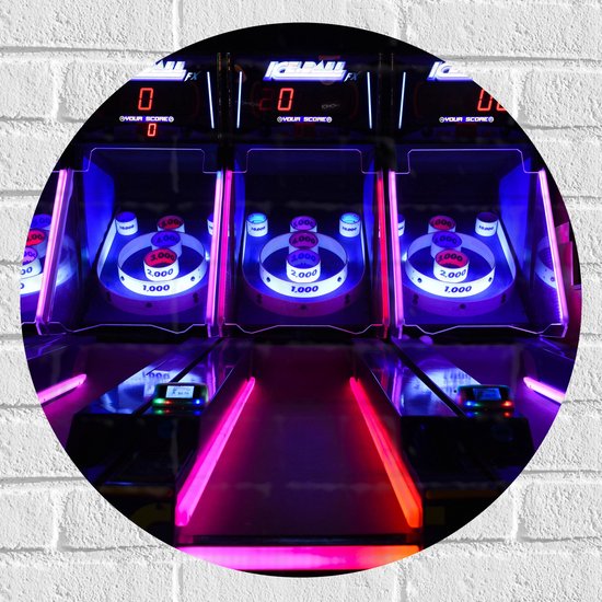 Muursticker Cirkel - Ballengooien Spel in Arcade Hal - 60x60 cm Foto op Muursticker