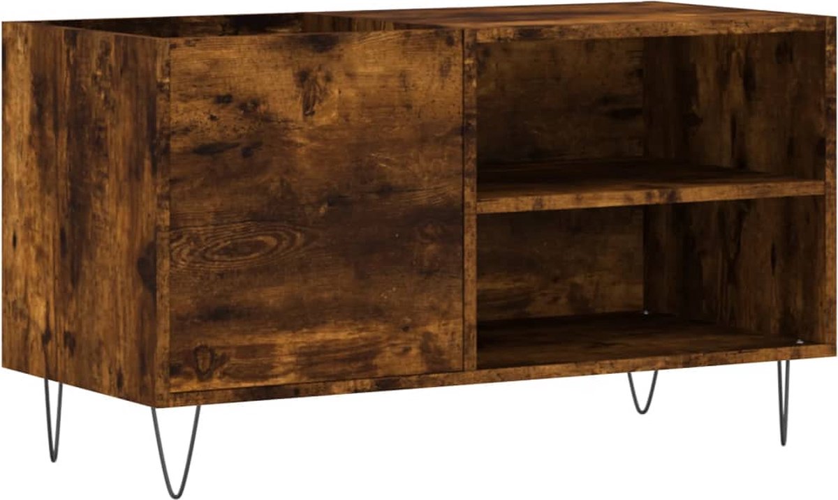 vidaXL - Platenkast - 85x38x48 - cm - bewerkt - hout - gerookt - eikenkleurig