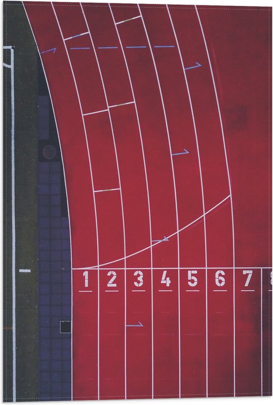 Vlag - Bovenaanzicht van Renbanen op Atletiek Veld - 40x60 cm Foto op Polyester Vlag