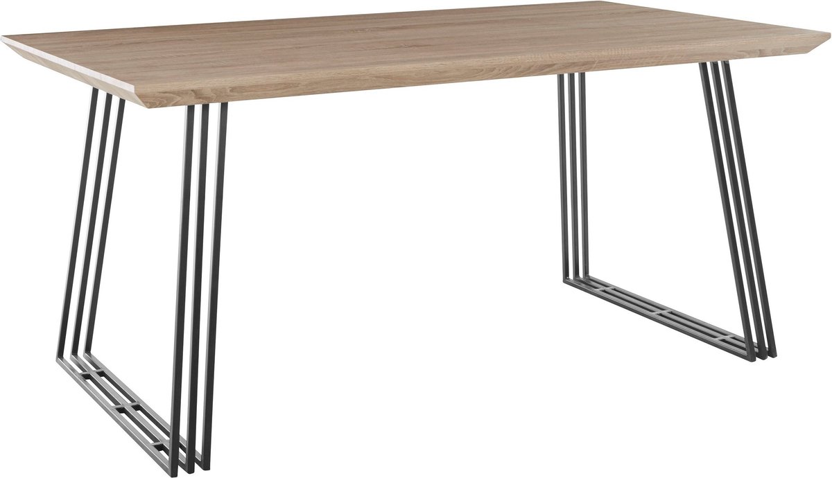 Notio Living Kairo|Eettafel 160 cm 6 plaatsen in Zwart Eiken Bruin