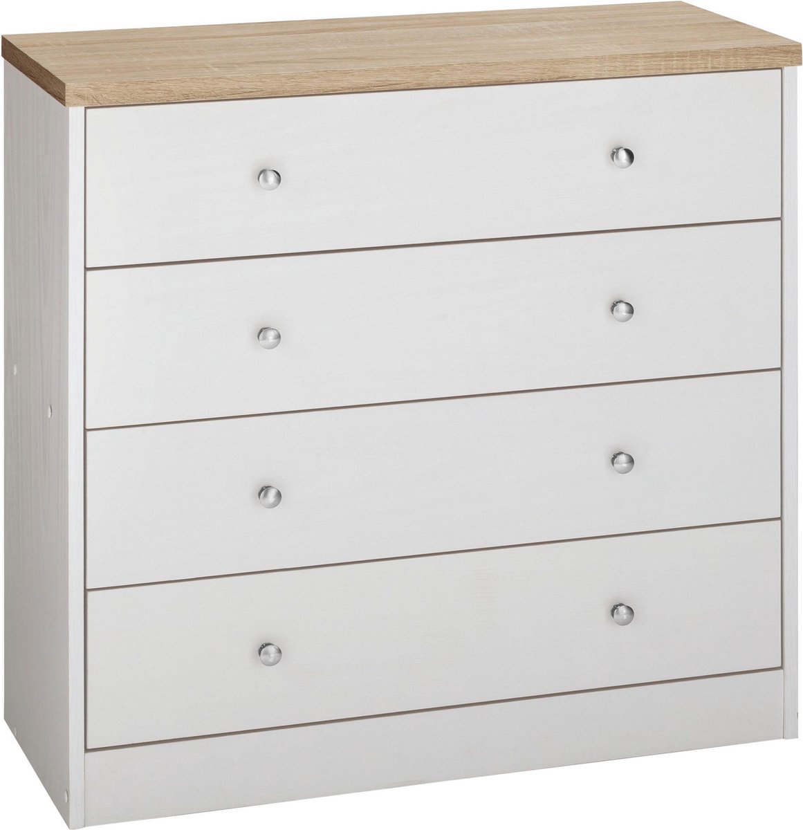 Heide - Commode met 4 laden in eikenhoutlook wit (80 x 80 x 35 cm)