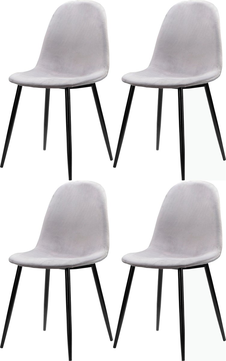 Notio Living Monza-Stoelen - Set van 4 - Grijs Fluweel