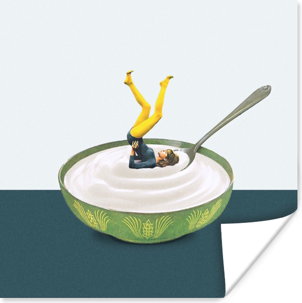 Poster Yoghurt - Yoga - Retro - 75x75 cm