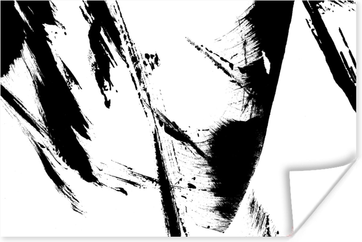 Poster Verf - Zwart - Abstract - 90x60 cm