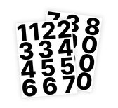 Cijfer stickers / Plaknummers - Stickervellen Set - Zwart - 6cm hoog - Geschikt voor binnen en buiten - Standaard lettertype - Glans
