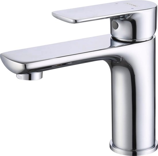 Kraan badkamer wastafel messing (chroom)