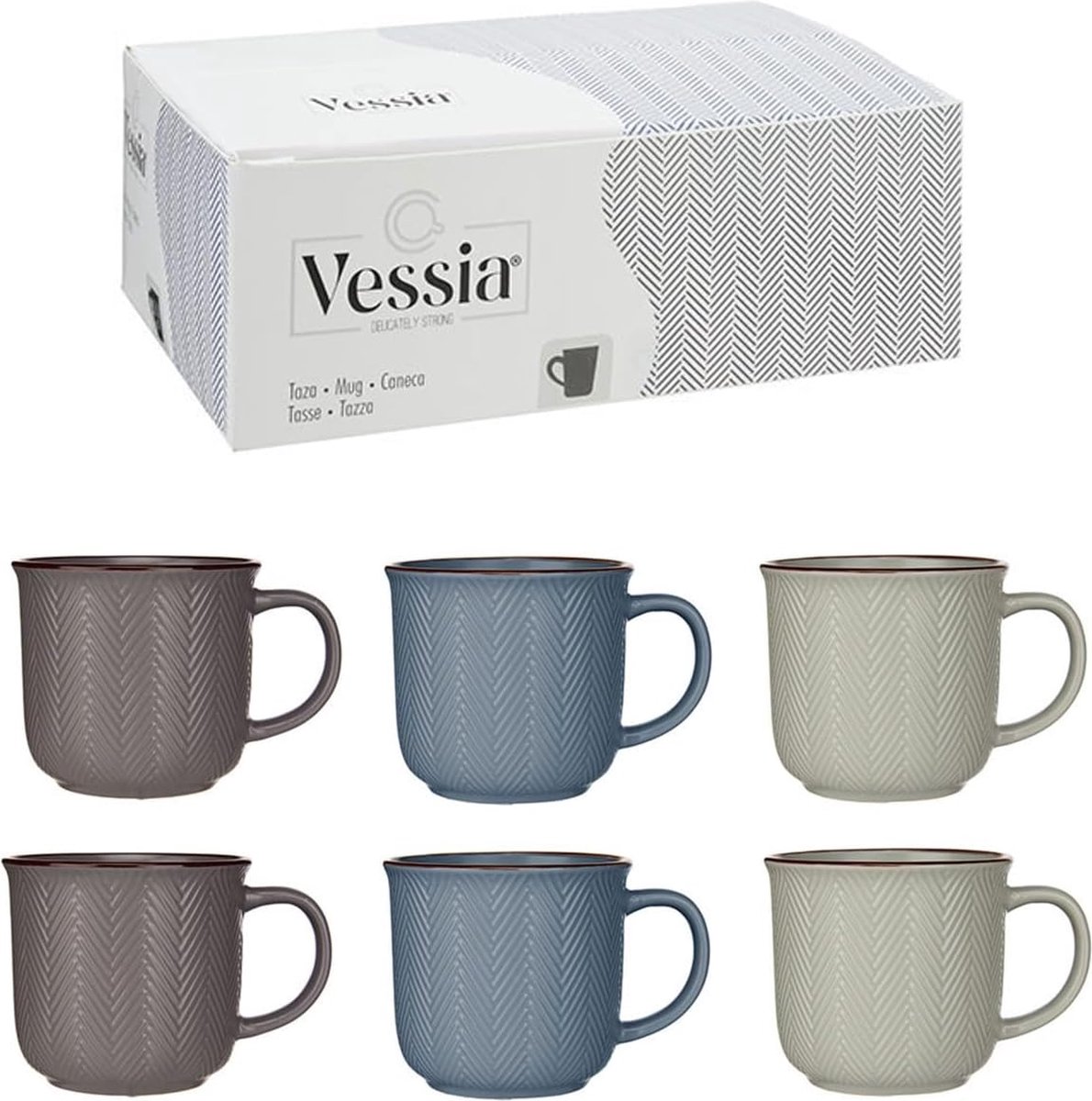 Set van 6 koffiemokken, 460 ml, geweldige set grote koffiemokken, geweldige matte koffiemokkenset, theekopjes, set moderne koffiemokken, grote keramische mokken (kleurenmix blauw)