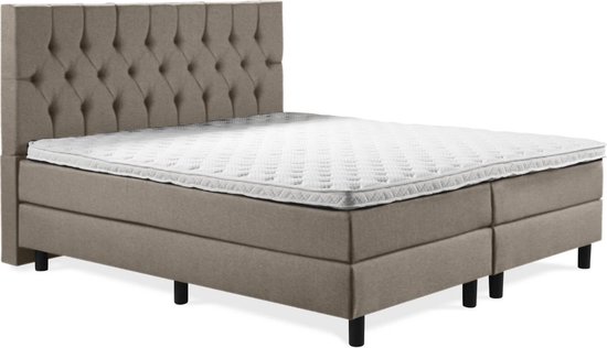 Boxspring Luxe 180x220 Capiton Taupe Lederlook