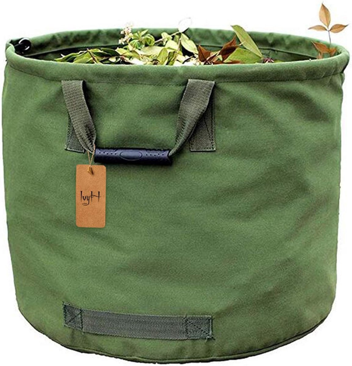 Tuinafvalzak, bladzak, tuinafvalzak, stabiel, 60 liter, tuin, graszak, tuinafvalzakken met handgrepen, tuinzak voor groen afval, voor gras, bladeren, tuinsnijden, opvouwbaar, met handschoenen