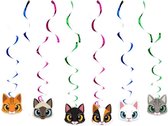 Katten decoratie met 6 draaispiralen met poezen afbeelding - kat - poes - draaispiralen - decoratie - huisdier - dier