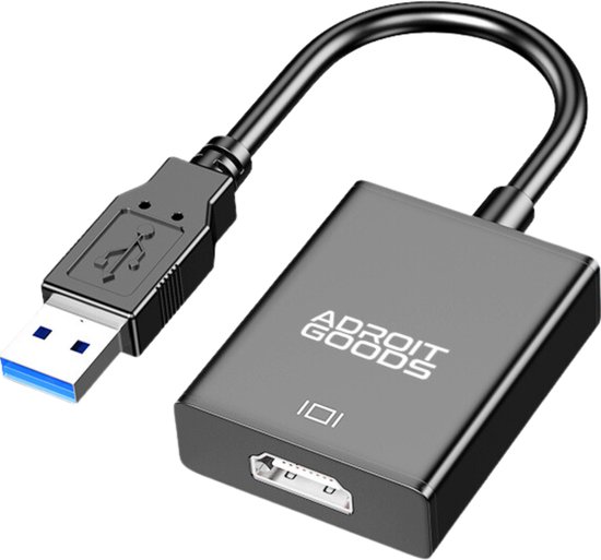 AdroitGoods USB 3.0 naar HDMI - USB Display Adapterkabel - HDMI converter - USB-A Naar HDMI - Zwart