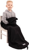 Belieff Rolstoel Deken Kinderen – Open Onderkant - Handzakken - Jongens & Meisjes - Zwart – 100% Polyester - Fleece Gevoerd - Warm & Comfortabel