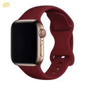 Geschikt voor Apple Watch bandje - Siliconen - Bordeaux Rood - 42/44/45/49mm - Voor iWatch 1,2,3,4,5,6,7,8,9,SE,Ultra
